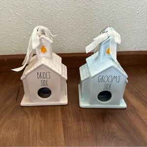 Rae Dunn Bride's & Groom's Ceramic Candle Set - Pastel Pink and Blue